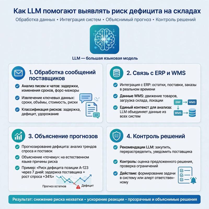 Как LLM прогнозируют дефицит на складах и помогают снабжению