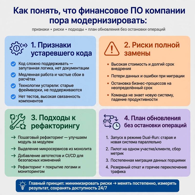 Рефакторинг и модернизация старого кода: когда пора обновлять финансовое ПО компании