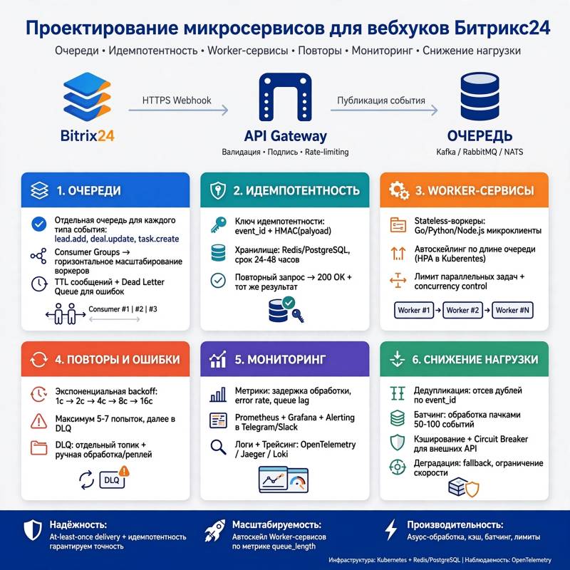 Разработка микросервисов для обработки вебхуков Битрикс: как убрать тормоза в высоконагруженных системах