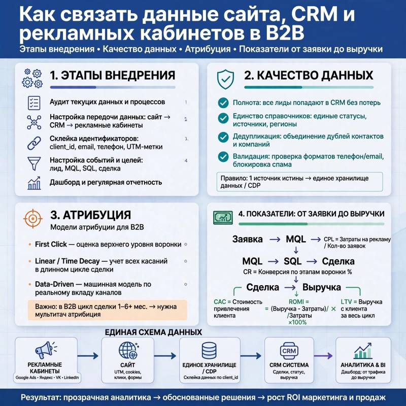 Сквозная аналитика для B2B: как объединить CRM, сайт и рекламу