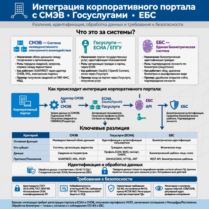 Интеграция корпоративного портала с СМЭВ, Госуслугами и ЕБС