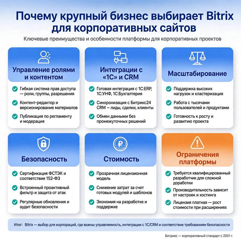 Разработка корпоративного сайта на Bitrix: почему крупный бизнес выбирает эту CMS